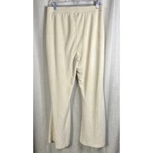 Aerie Groove On Ribbed Velour Flared Pull On Pants Women’s Sz L Regular - Beige